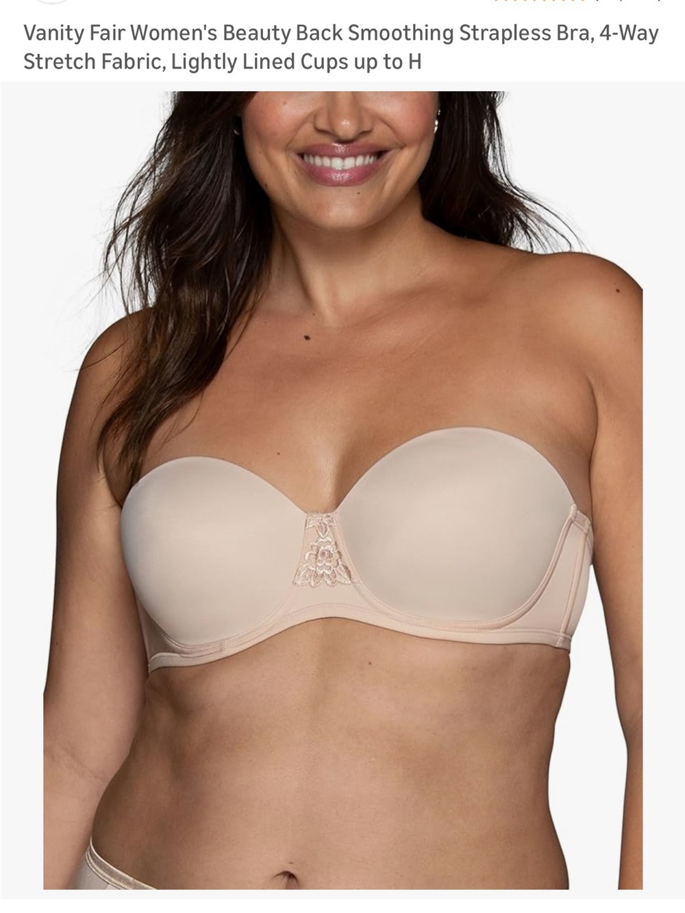 Vanity Fair Strapless Smoothing Bra in Nude/Beige